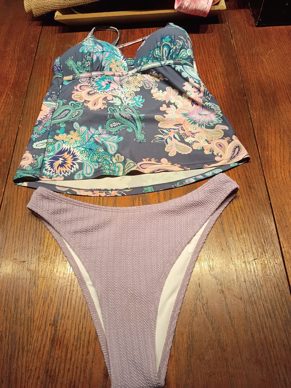 True Craft Purple / Teal Floral Bikini Top